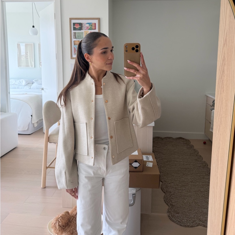Zara Cream Boxy Wool Blend Jacket